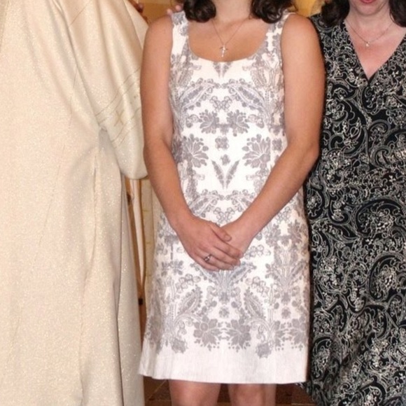 Ann Taylor Loft Gray and White Dress - Picture 1 of 2